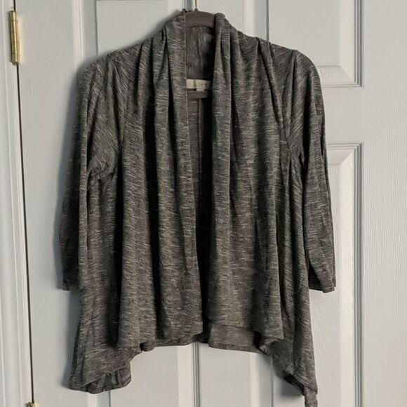 Ann Taylor Loft  gray shark bite cardigan Sz M - Picture 1 of 5